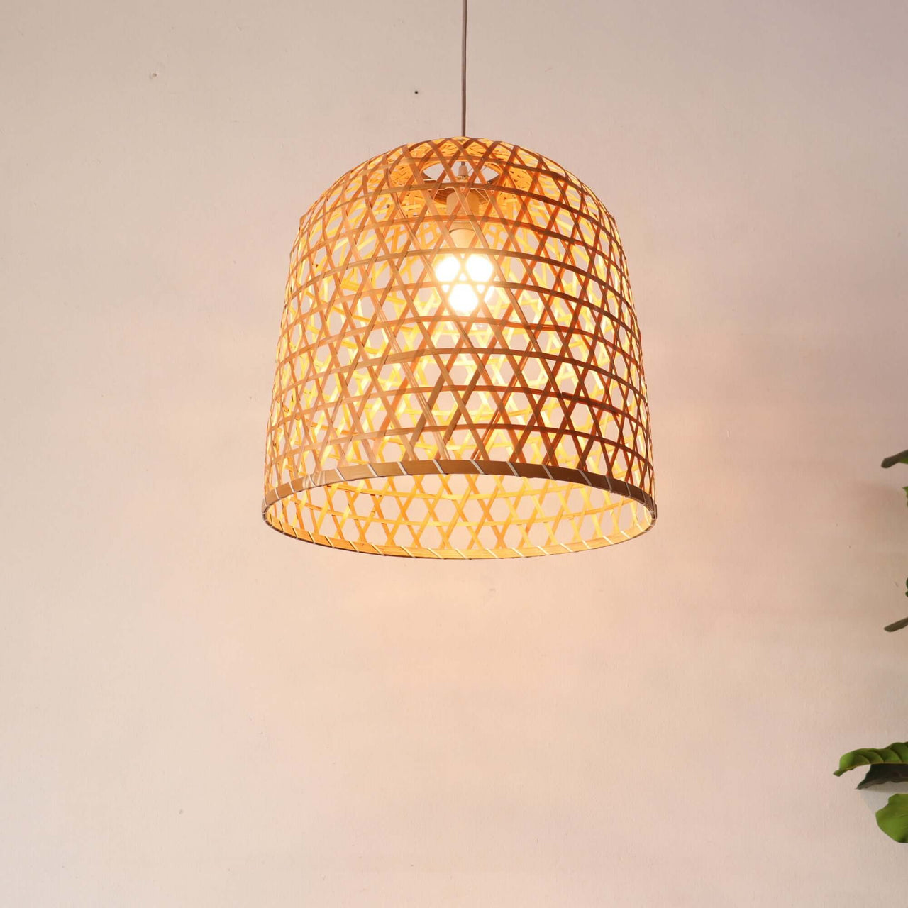 LAWAN — wabi-sabi bamboo pendant light with organic woven texture