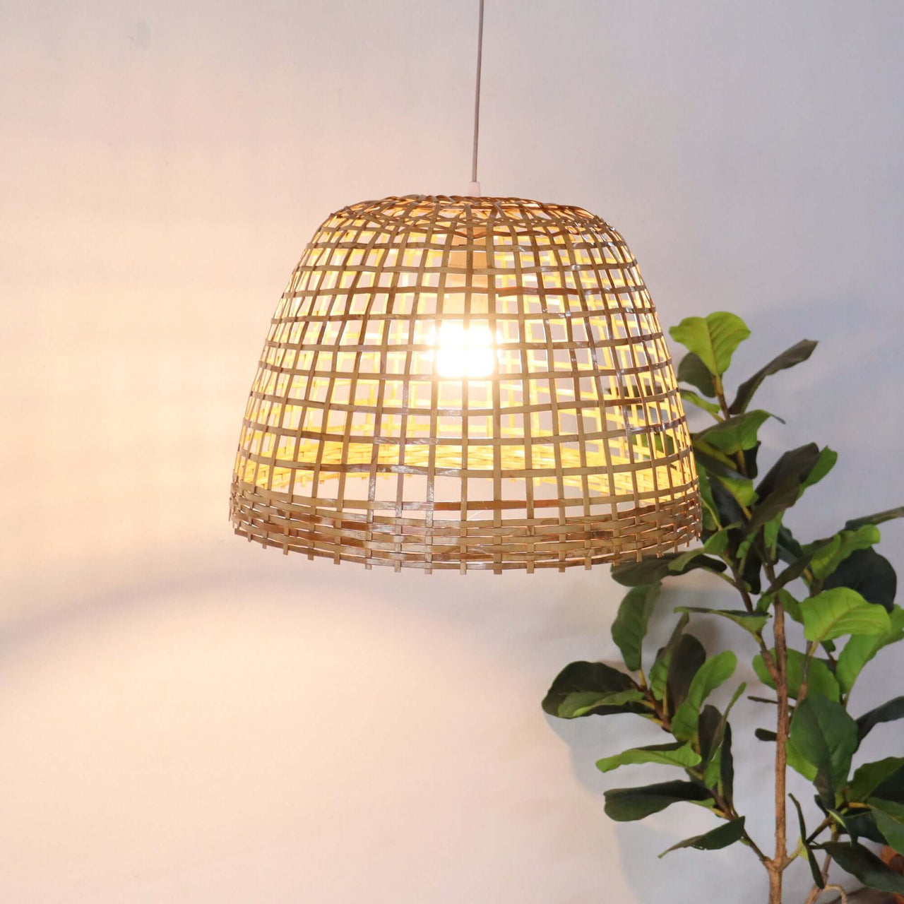 PIAREE — wabi-sabi bamboo pendant light with organic woven texture