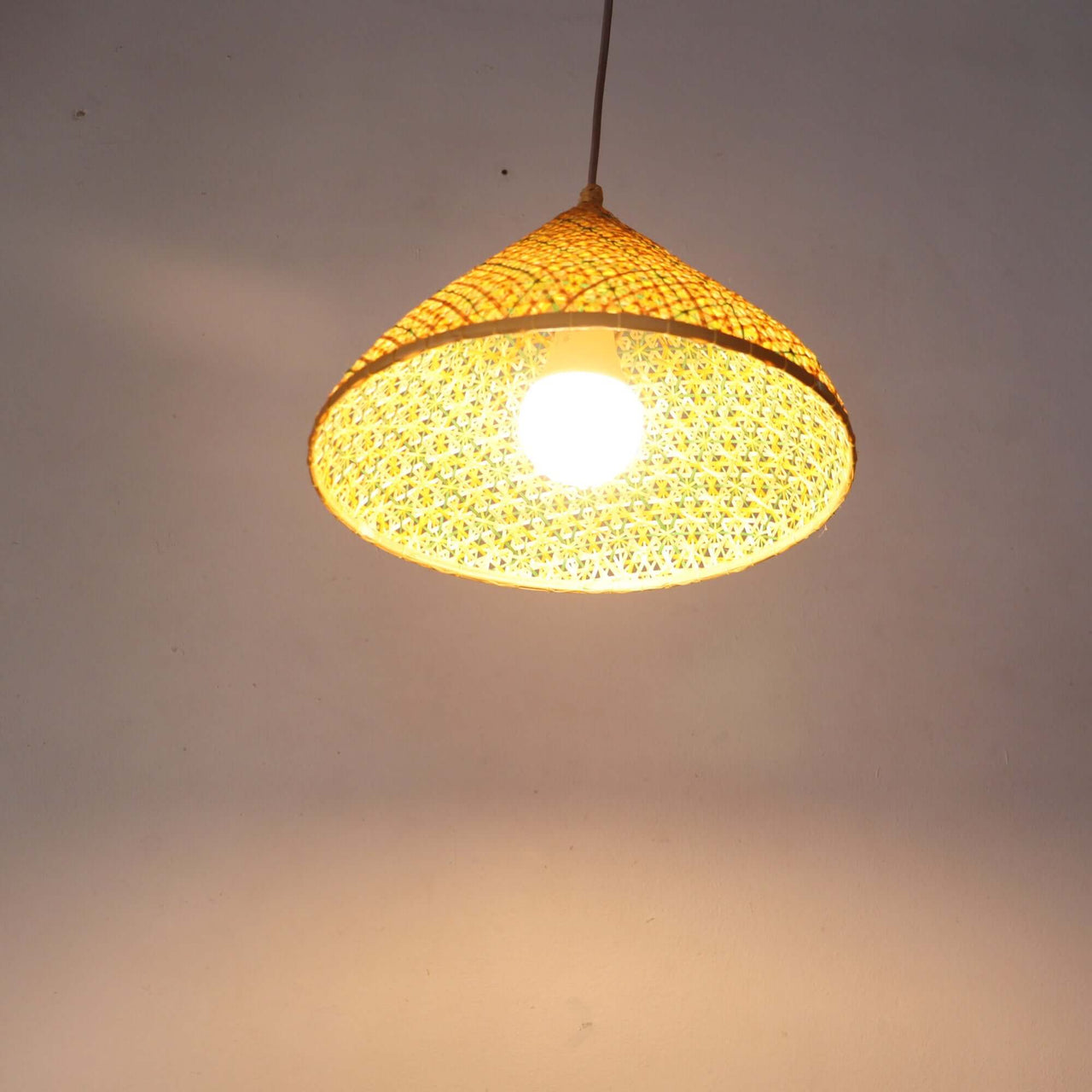 LALEE — wabi-sabi bamboo pendant light with organic woven texture