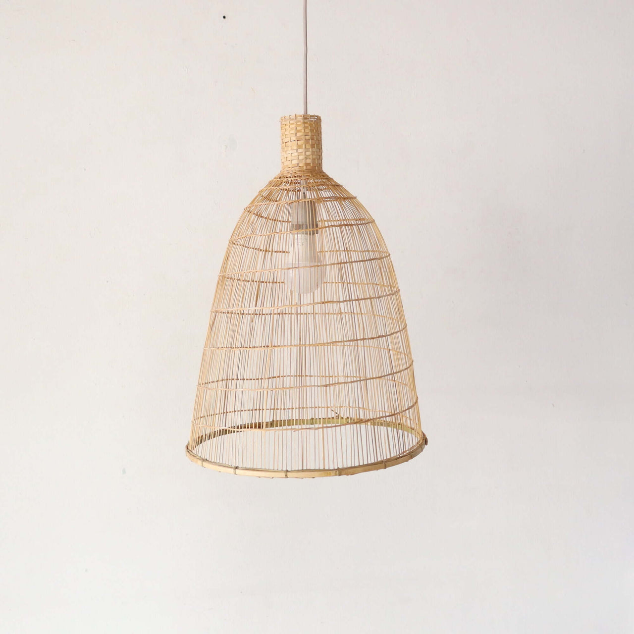 Sustainable bamboo pendant light shade for boho-style ceiling lighting