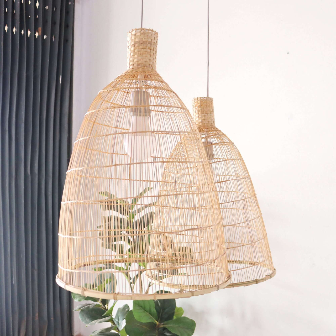 Boho bamboo pendant light shade for living-room lighting