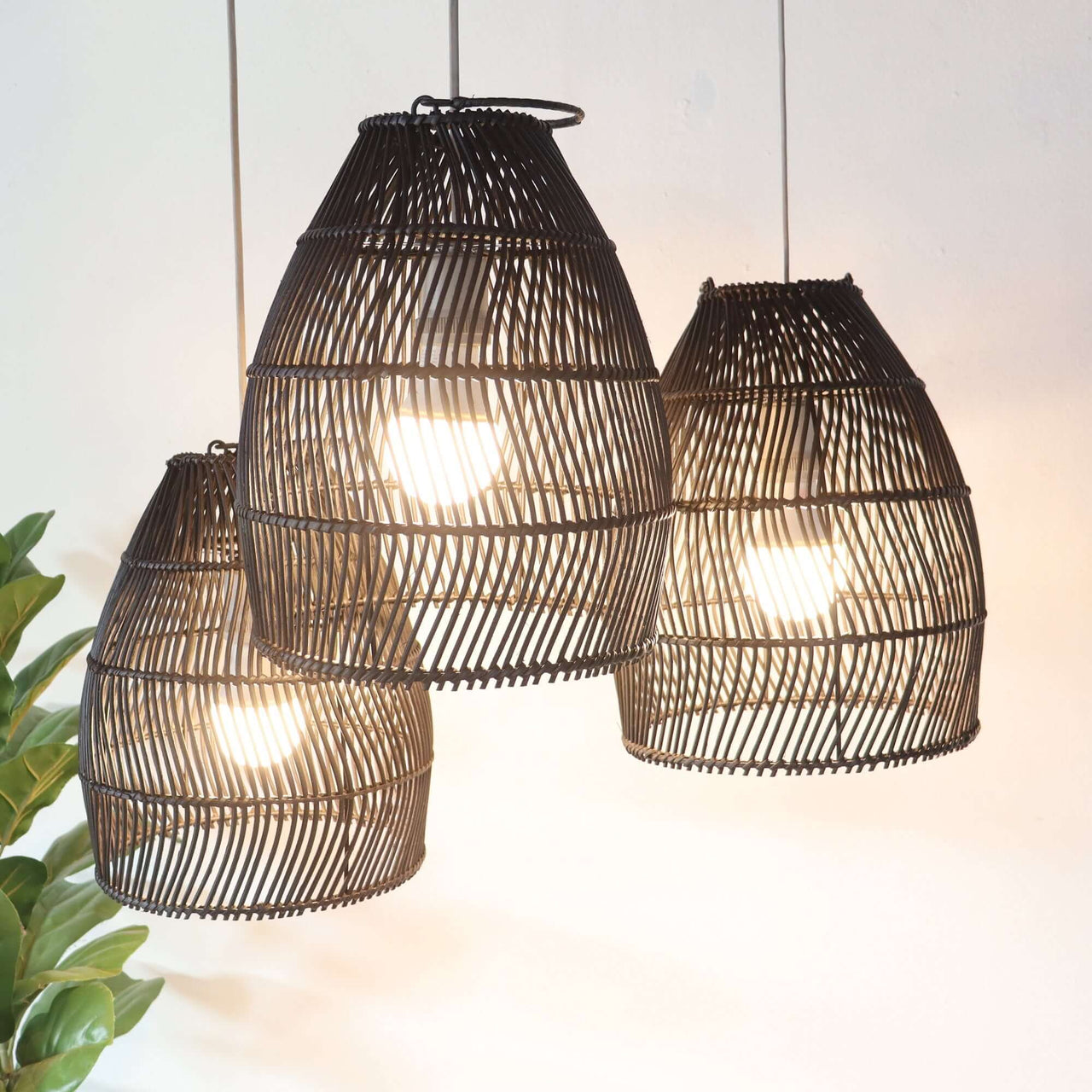 BLACK CHA YA NAN - Black Rattan Pendant Light Shade