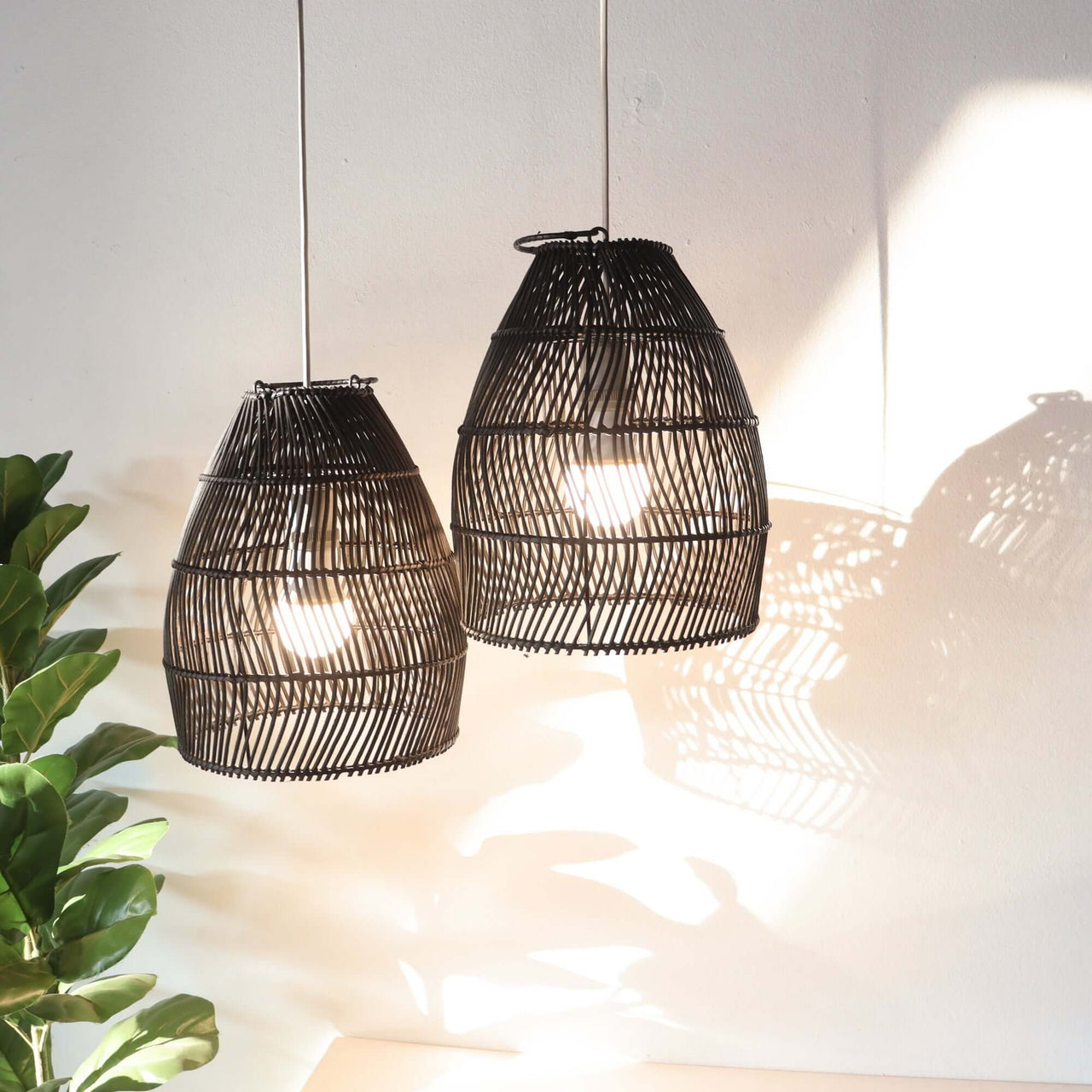 BLACK CHA YA NAN - Black Rattan Pendant Light Shade