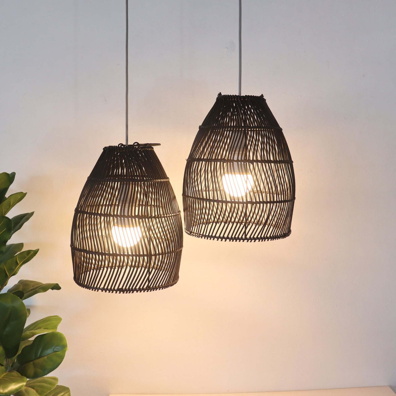 BLACK CHA YA NAN - Black Rattan Pendant Light Shade