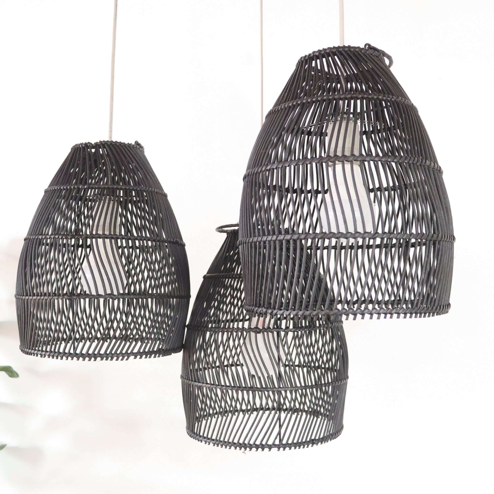 BLACK CHA YA NAN - Black Rattan Pendant Light Shade
