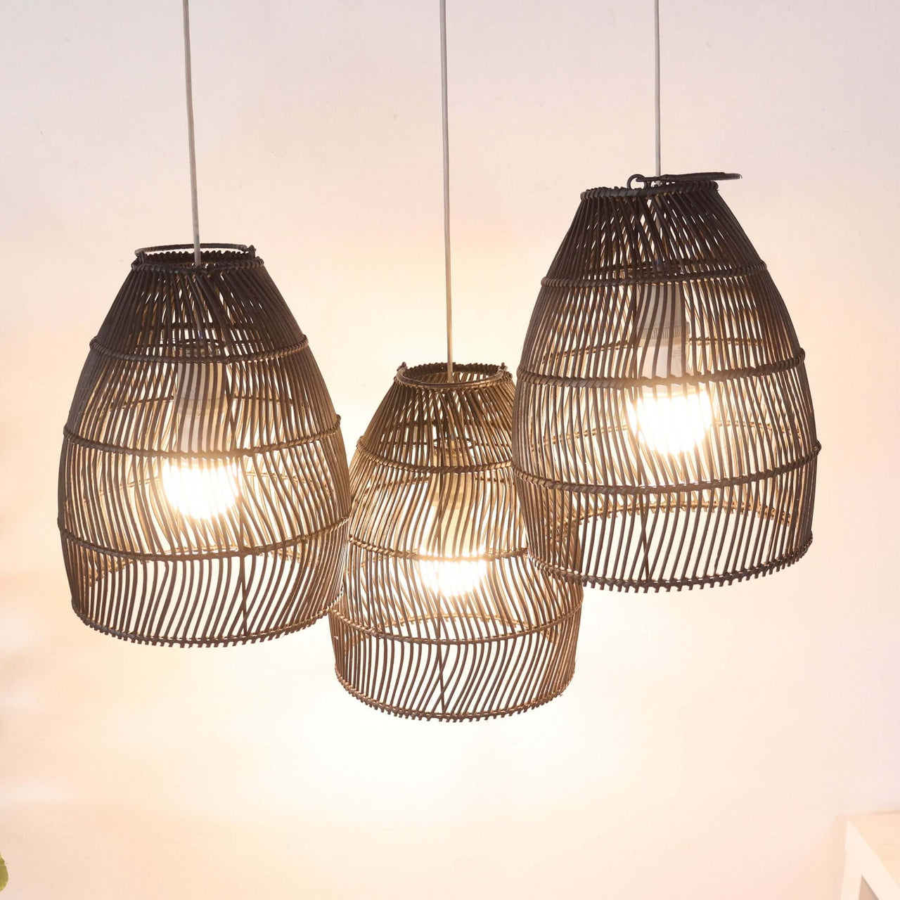 BLACK CHA YA NAN - Black Rattan Pendant Light Shade