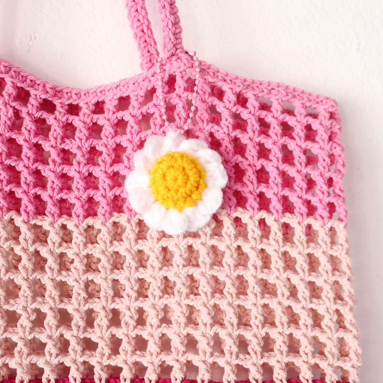 Pink Layer Crochet — boho straw handbag for everyday carry