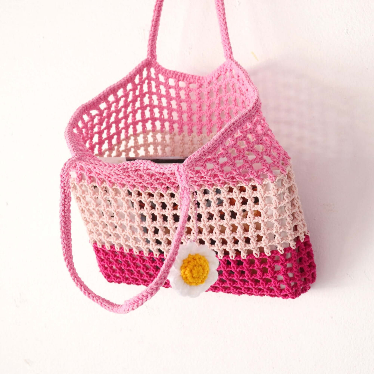 Pink Layer Crochet — straw handbag that pairs with boho and resort outfits