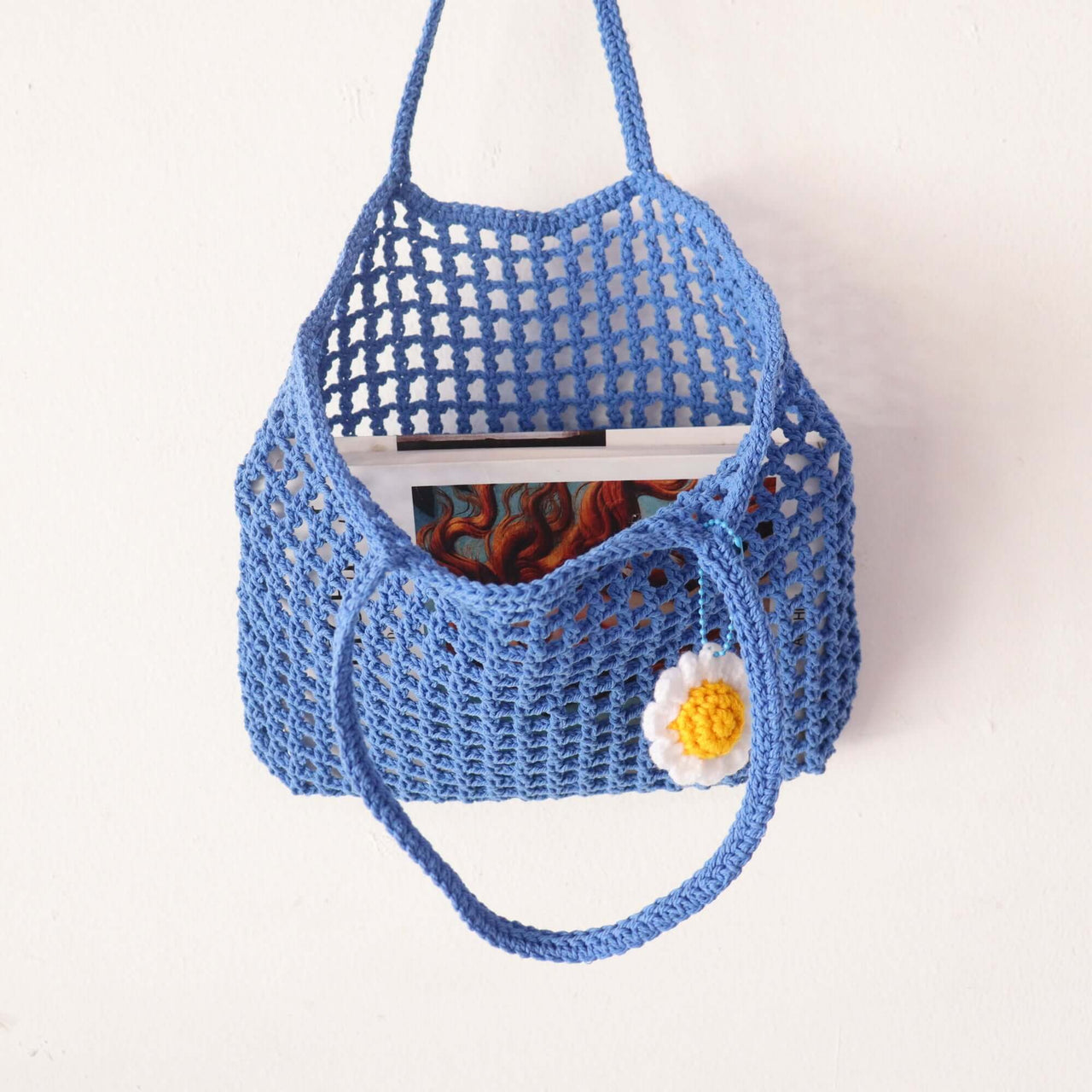 Blue Crochet Bag — straw handbag that pairs with boho and resort outfits