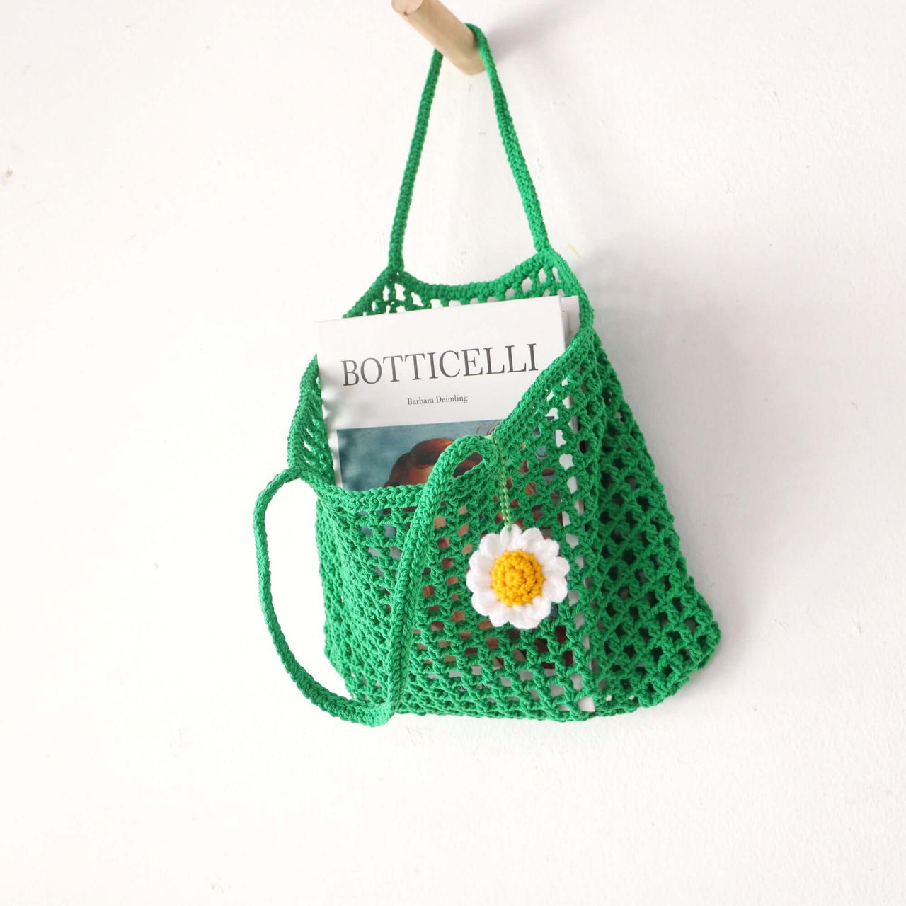 Green Crochet Bag — straw handbag with a relaxed, vacation-ready look