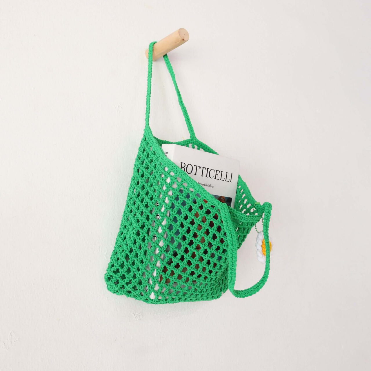 Green Crochet Bag — straw handbag that pairs with boho and resort outfits