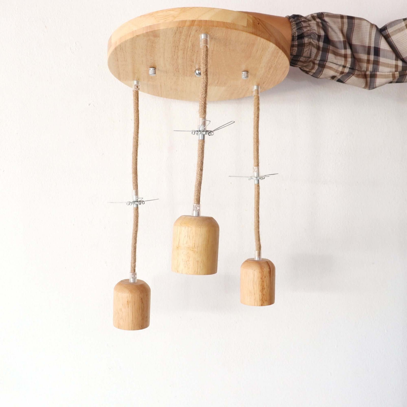 3 -Light Spiral Pendant Cluster Chandelier - Round Cord set for Pendant Light