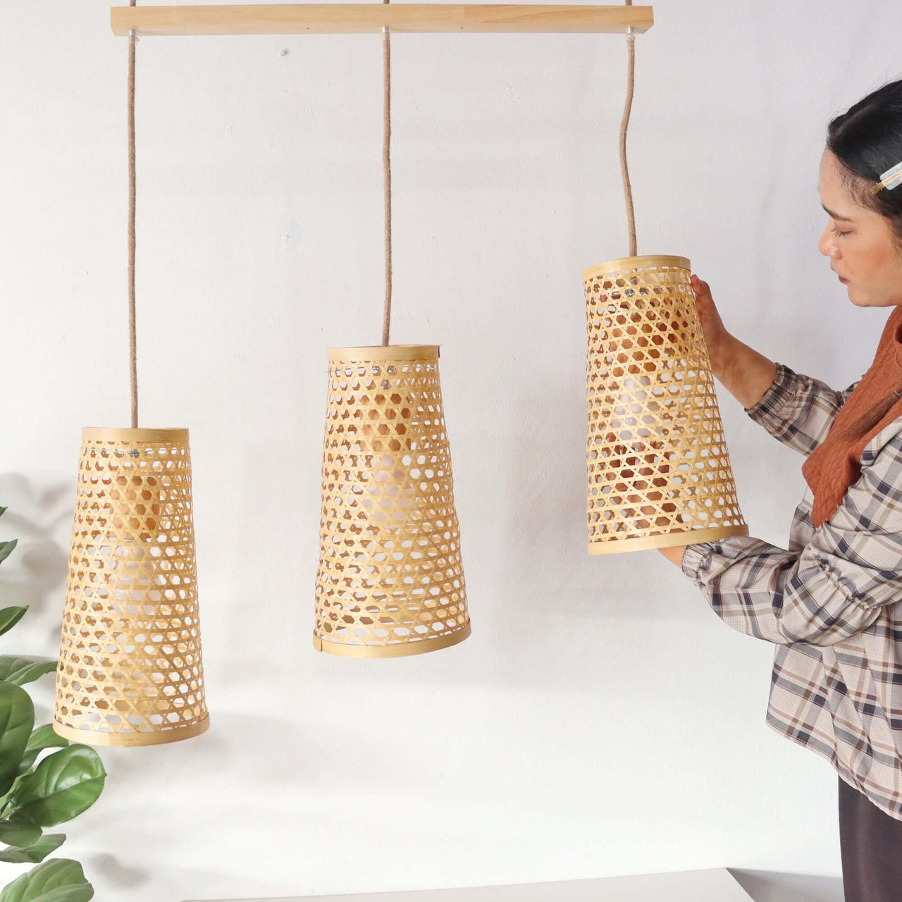 3 -Light Spiral Pendant Cluster Chandelier - Natural cord set for Pendant Light