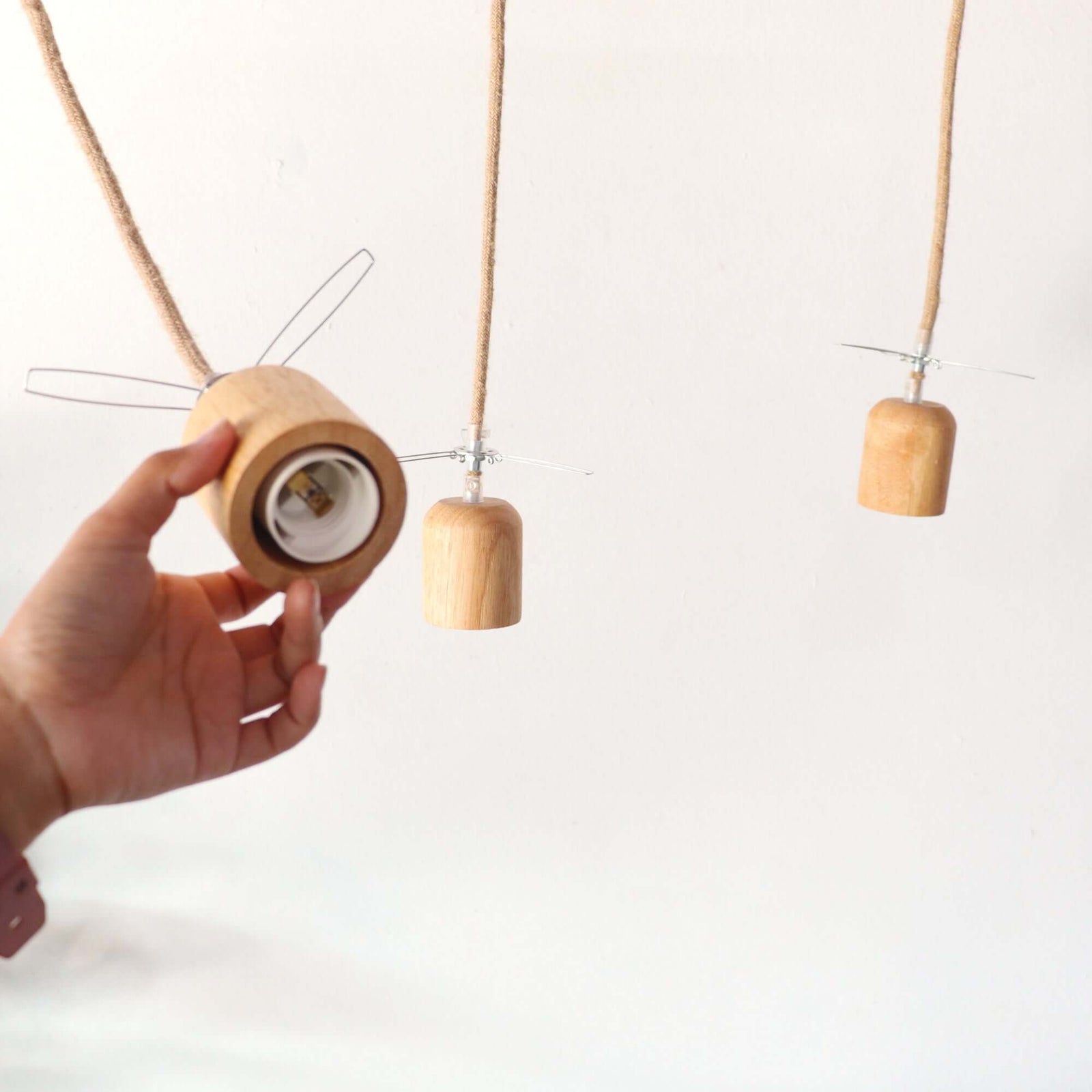 3 -Light Spiral Pendant Cluster Chandelier - Natural cord set for Pendant Light