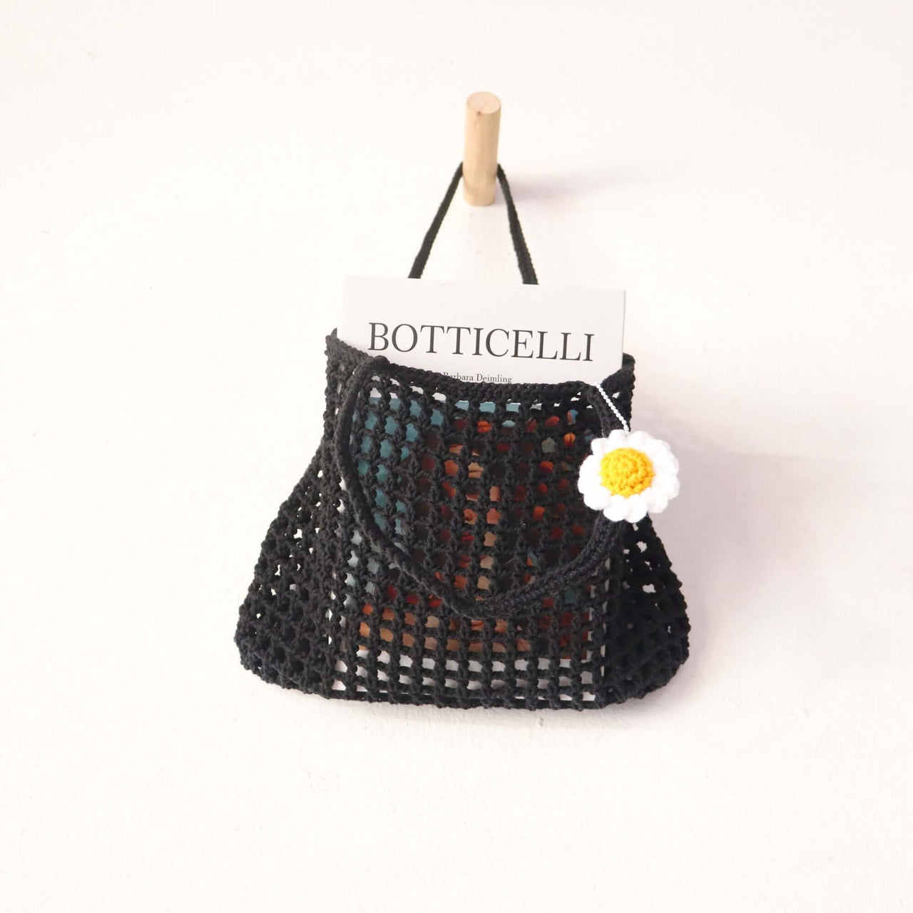 Black Crochet Bag — natural straw handbag with an artisan woven finish