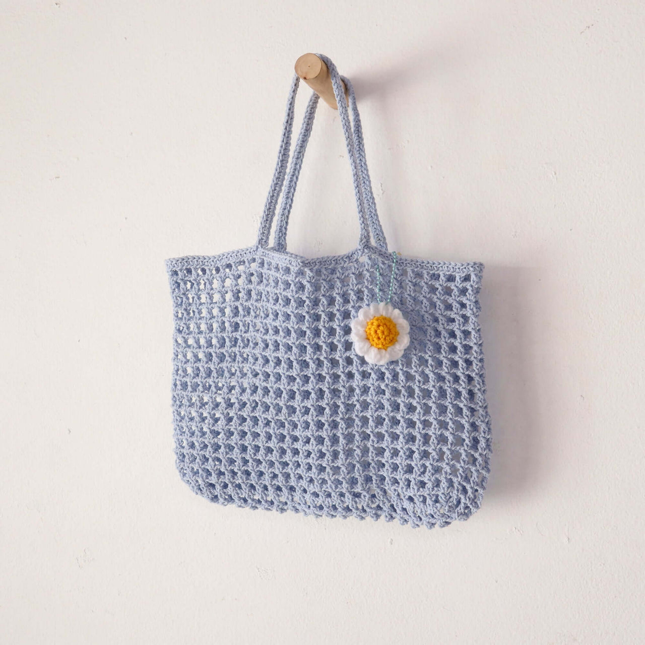 Light Blue Crochet — boho straw handbag for everyday carry