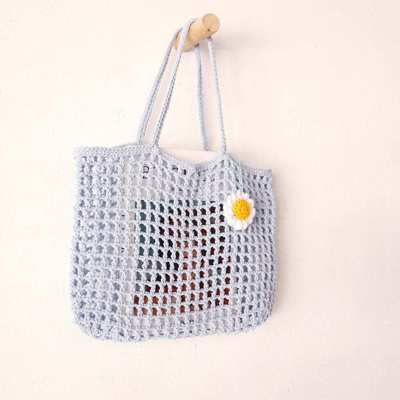 Light Blue Crochet — lightweight straw handbag for warm-weather styling