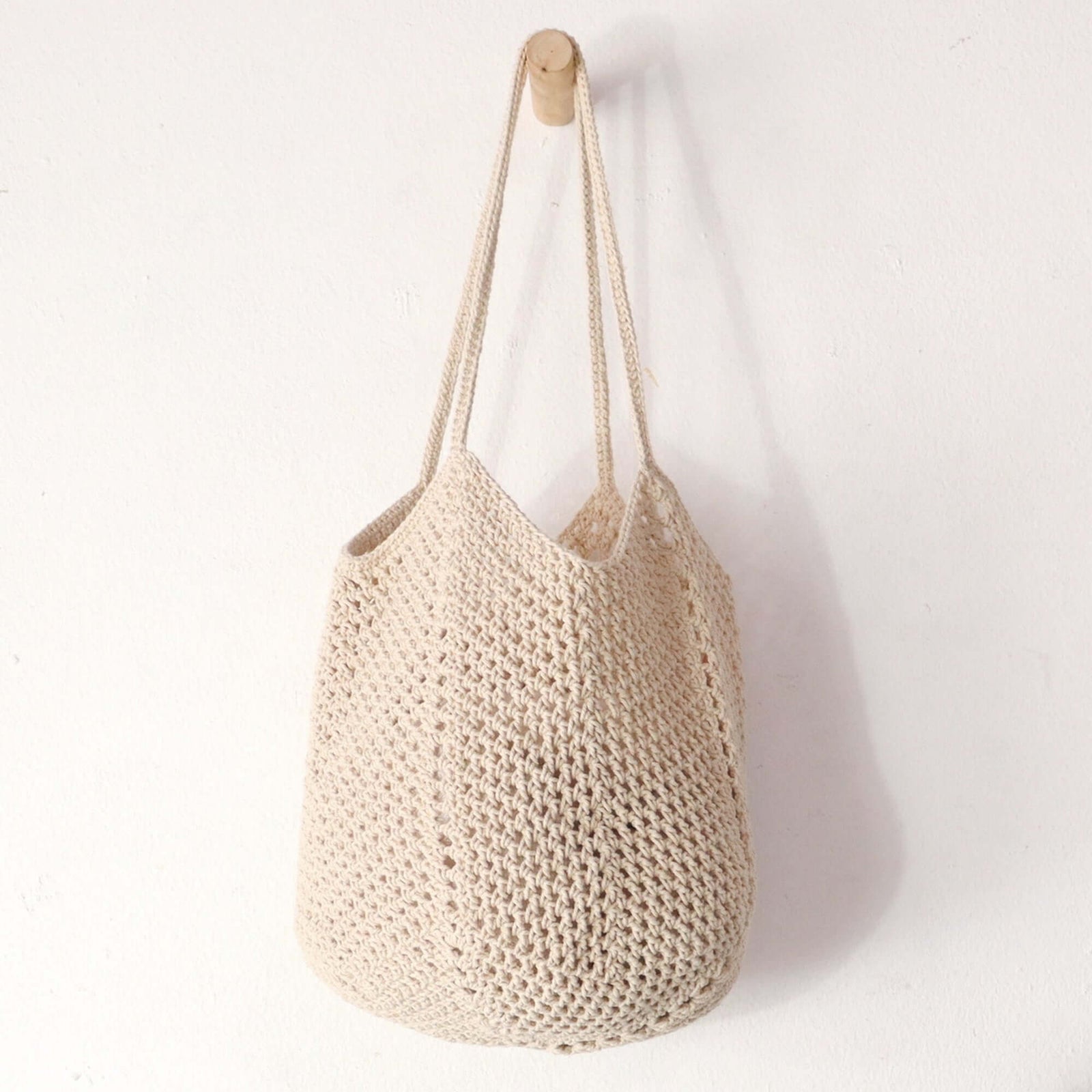 Beige - Bolso de hombro de crochet