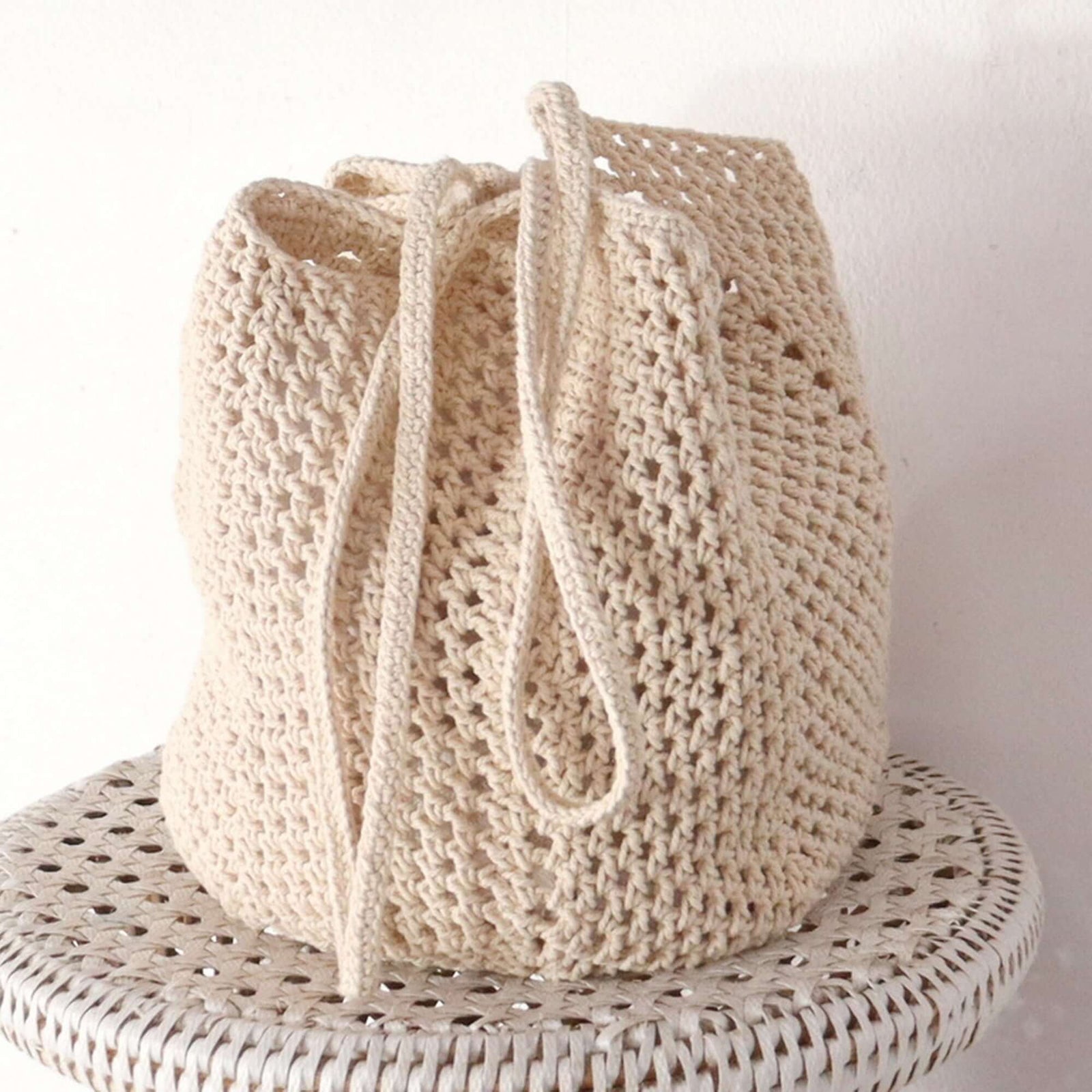 Beige - Bolso de hombro de crochet