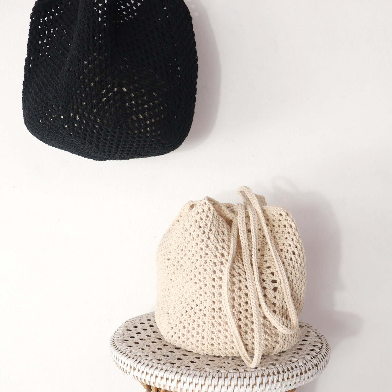 Beige Crochet Shoulder — boho straw shoulder bag for everyday carry