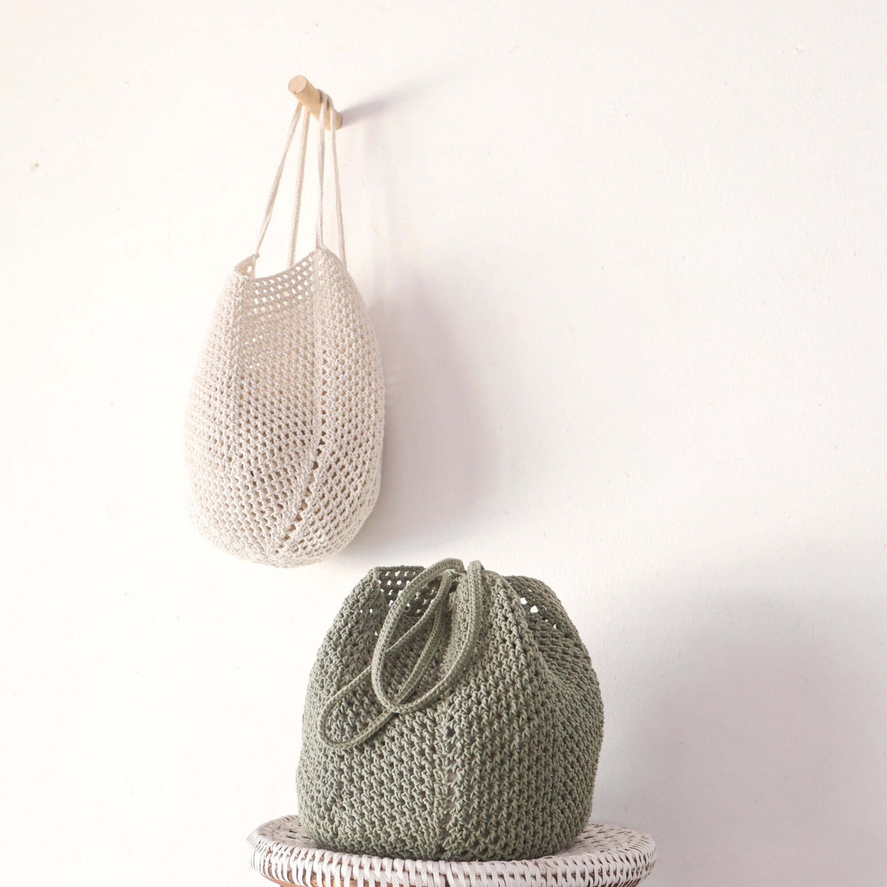 Olive — boho straw shoulder bag for everyday carry