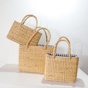 3 Size Straw Basket Bag - Blue