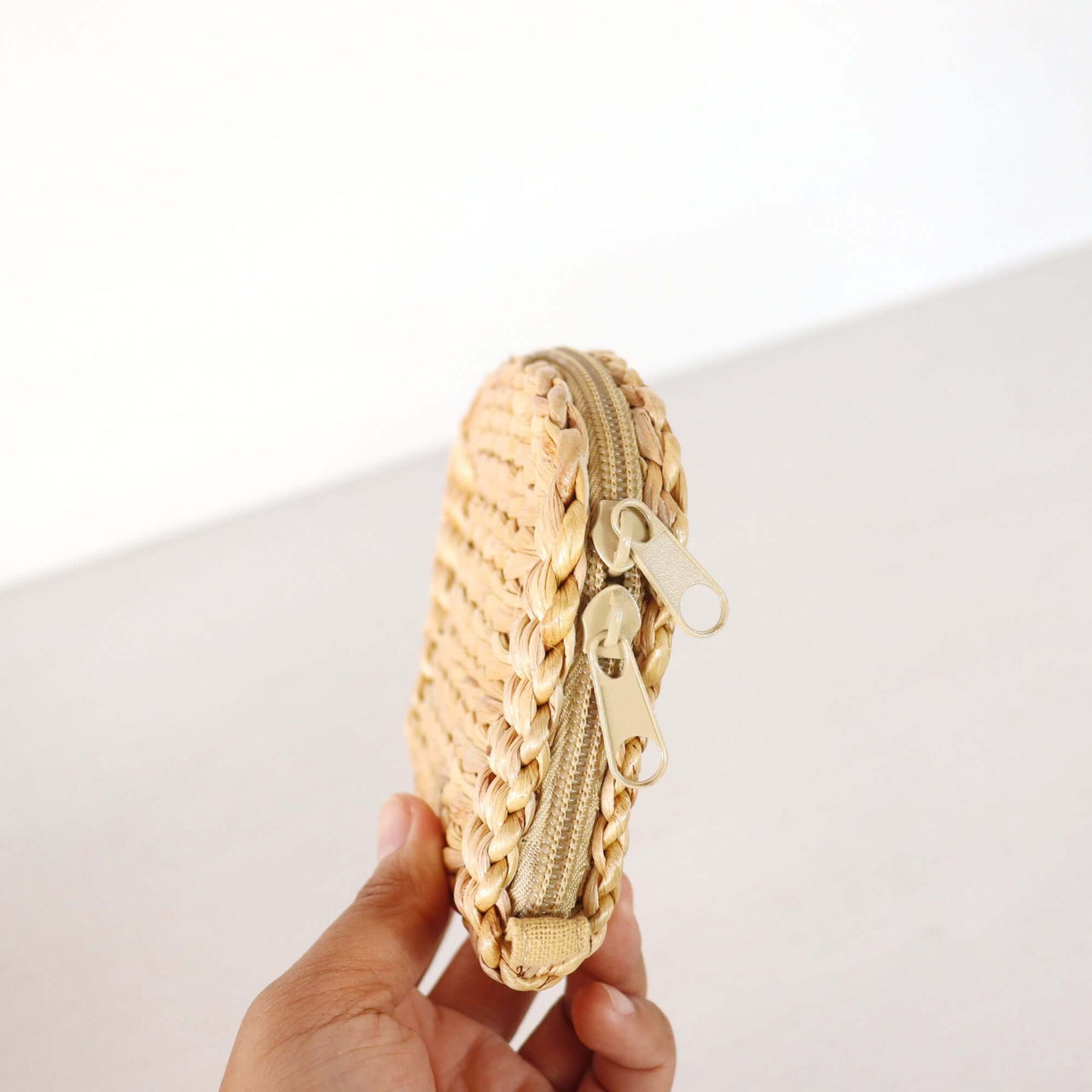 Handmade woven straw — handwoven straw wallet with a soft, natural weave