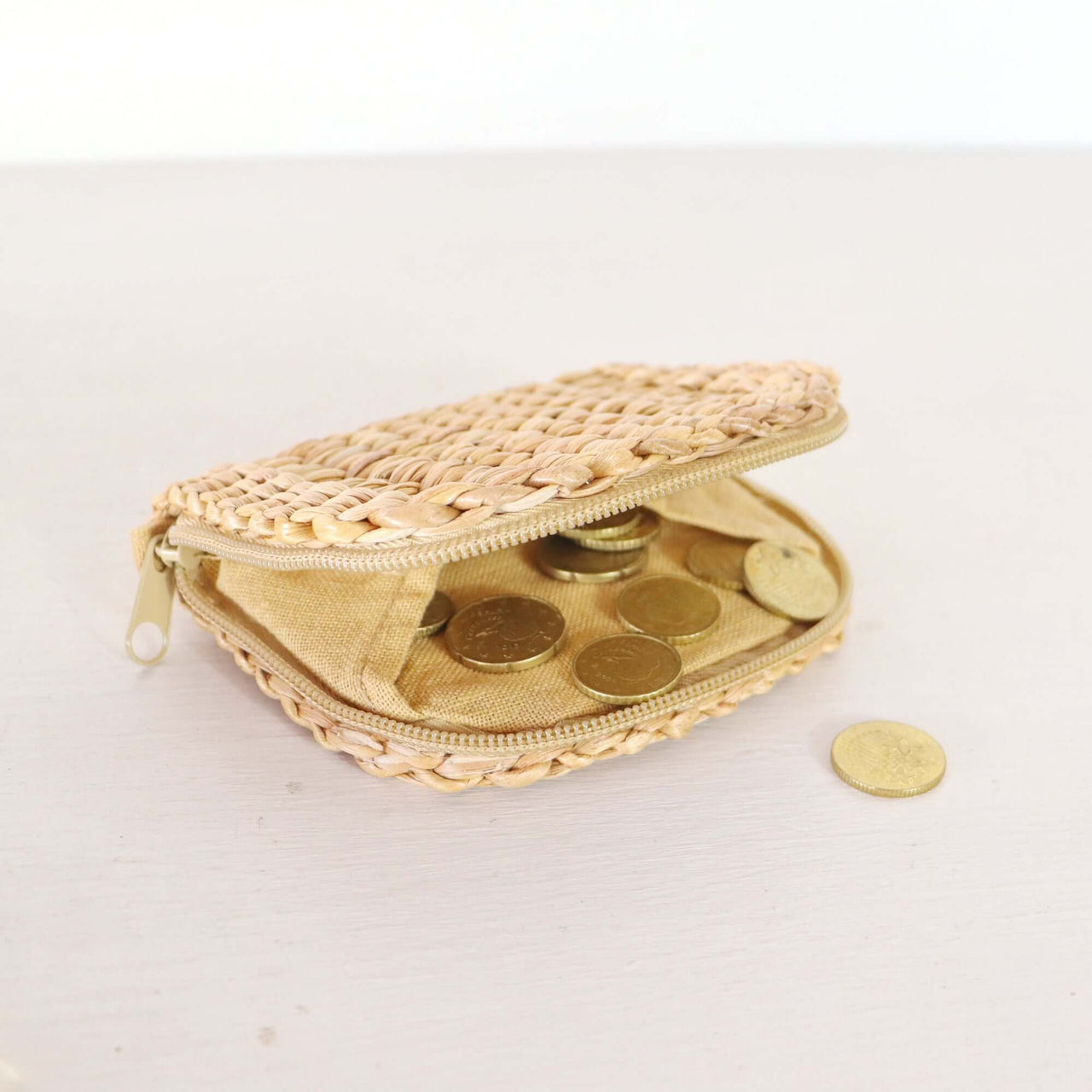 Handmade woven straw — boho straw wallet for everyday carry