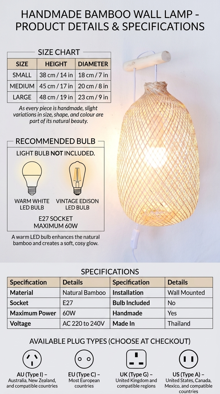 JUM NEAN Bamboo Boho Wall Sconce