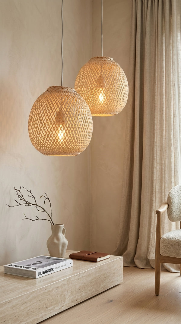 JUNDARA Round Bamboo Pendant Light