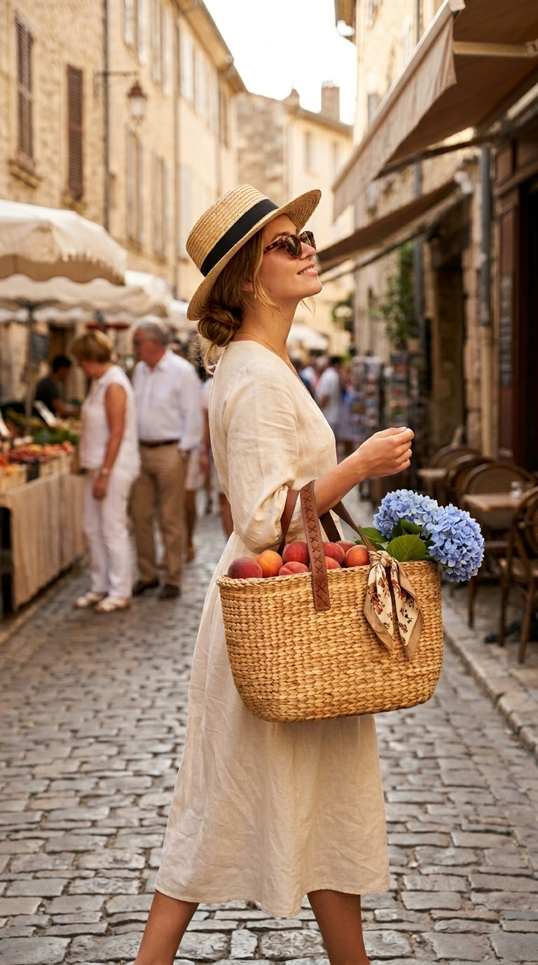 KANA - Woven French Straw Basket Bag