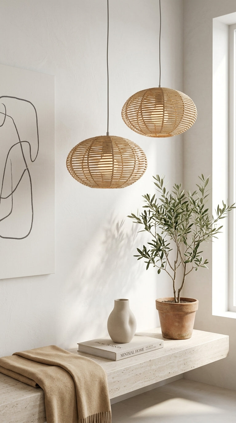 KAN WIN Wicker Rattan Pendant Light