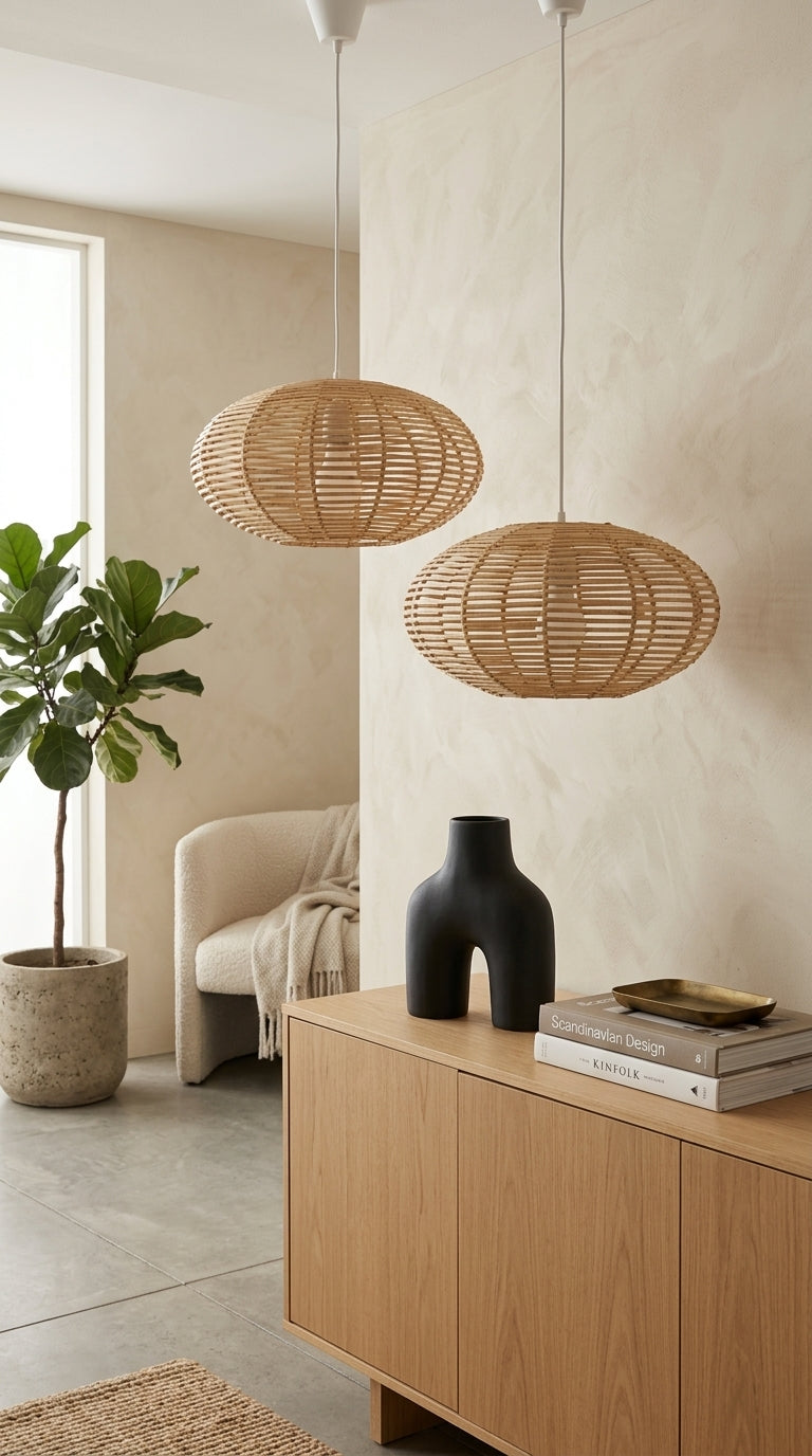 KAN WIN Wicker Rattan Pendant Light