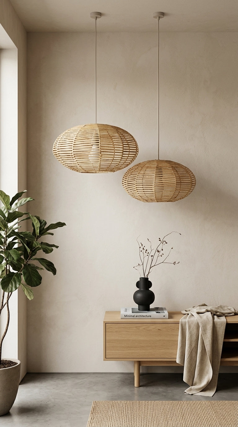 KAN WIN Wicker Rattan Pendant Light
