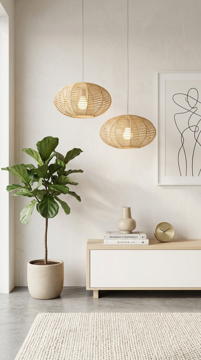 KAN WIN Wicker Rattan Pendant Light