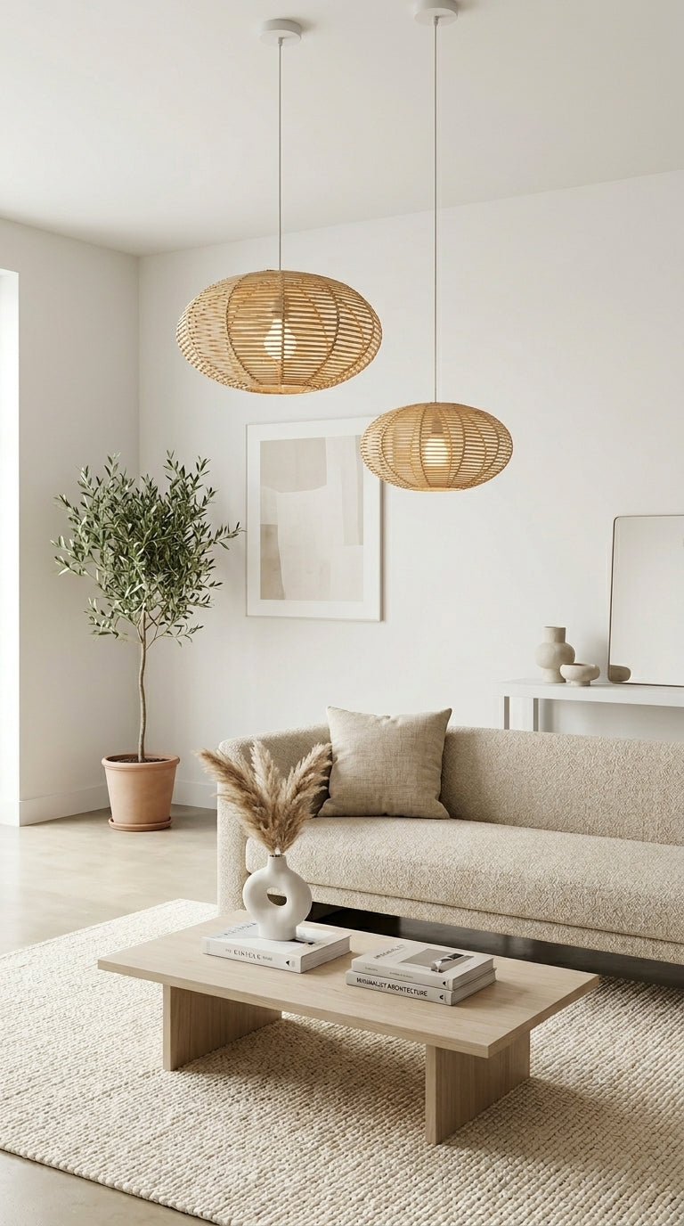 KAN WIN Wicker Rattan Pendant Light