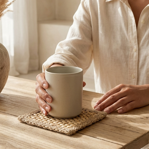 KA NOK PUN Water Hyacinth Boho Coaster Set of 4