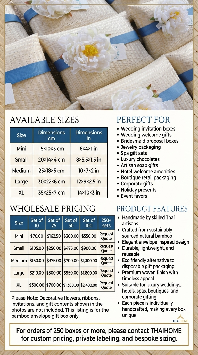LARAVEE Luxury Handwoven Bamboo Envelope Gift Box (Wholesale)