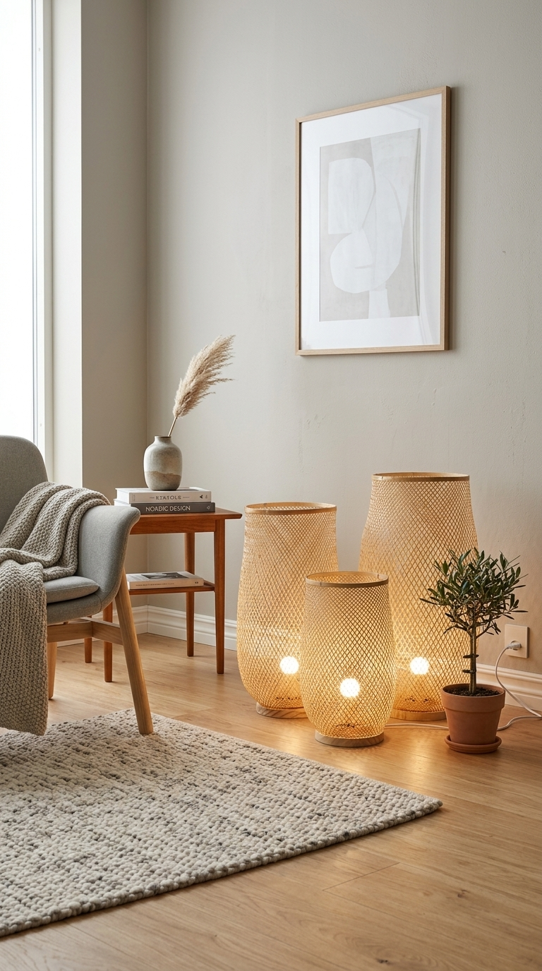 LUCK - Vrijstaande bamboe Boho-vloerlamp