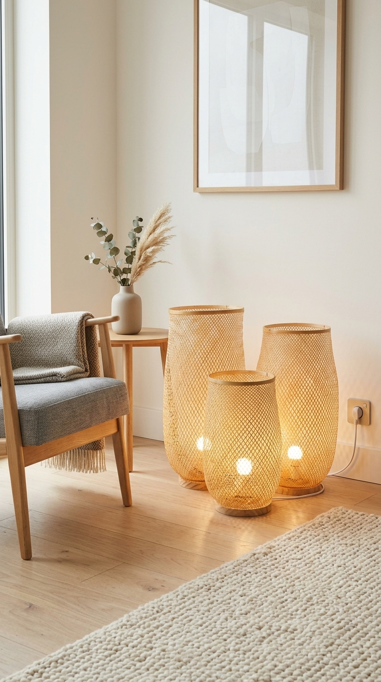 LUCK - Vrijstaande bamboe Boho-vloerlamp