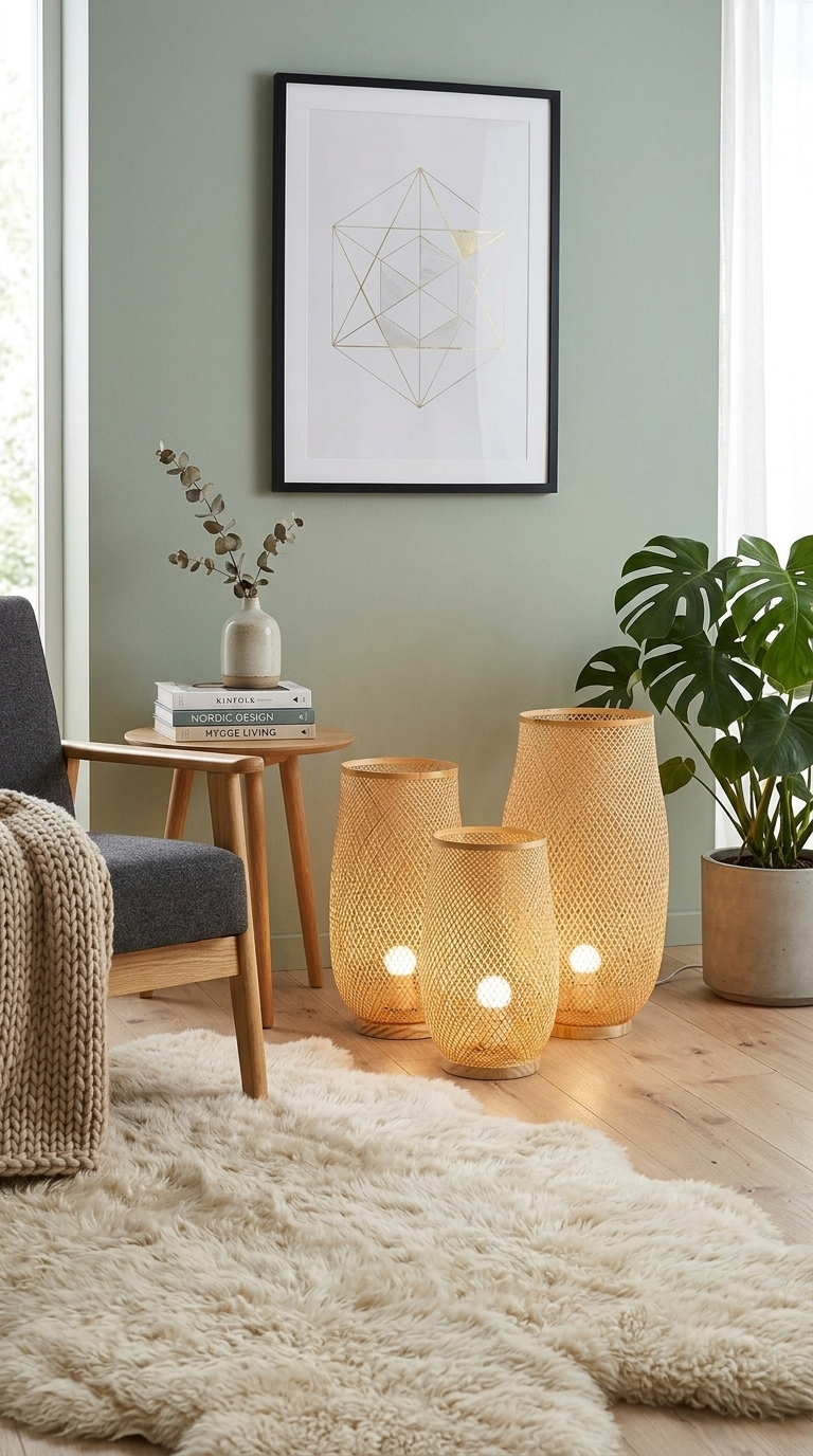 LUCK - Vrijstaande bamboe Boho-vloerlamp