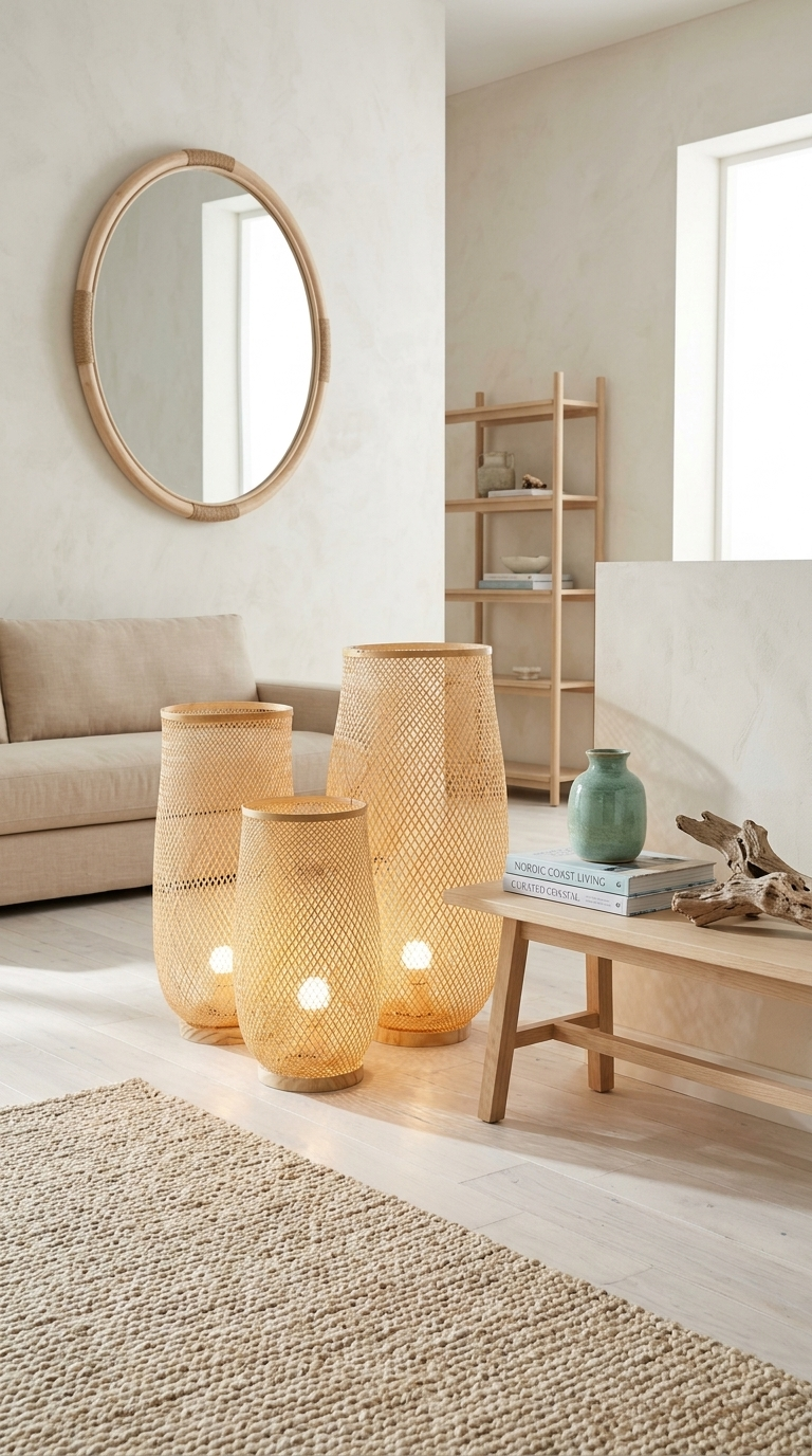LUCK - Vrijstaande bamboe Boho-vloerlamp