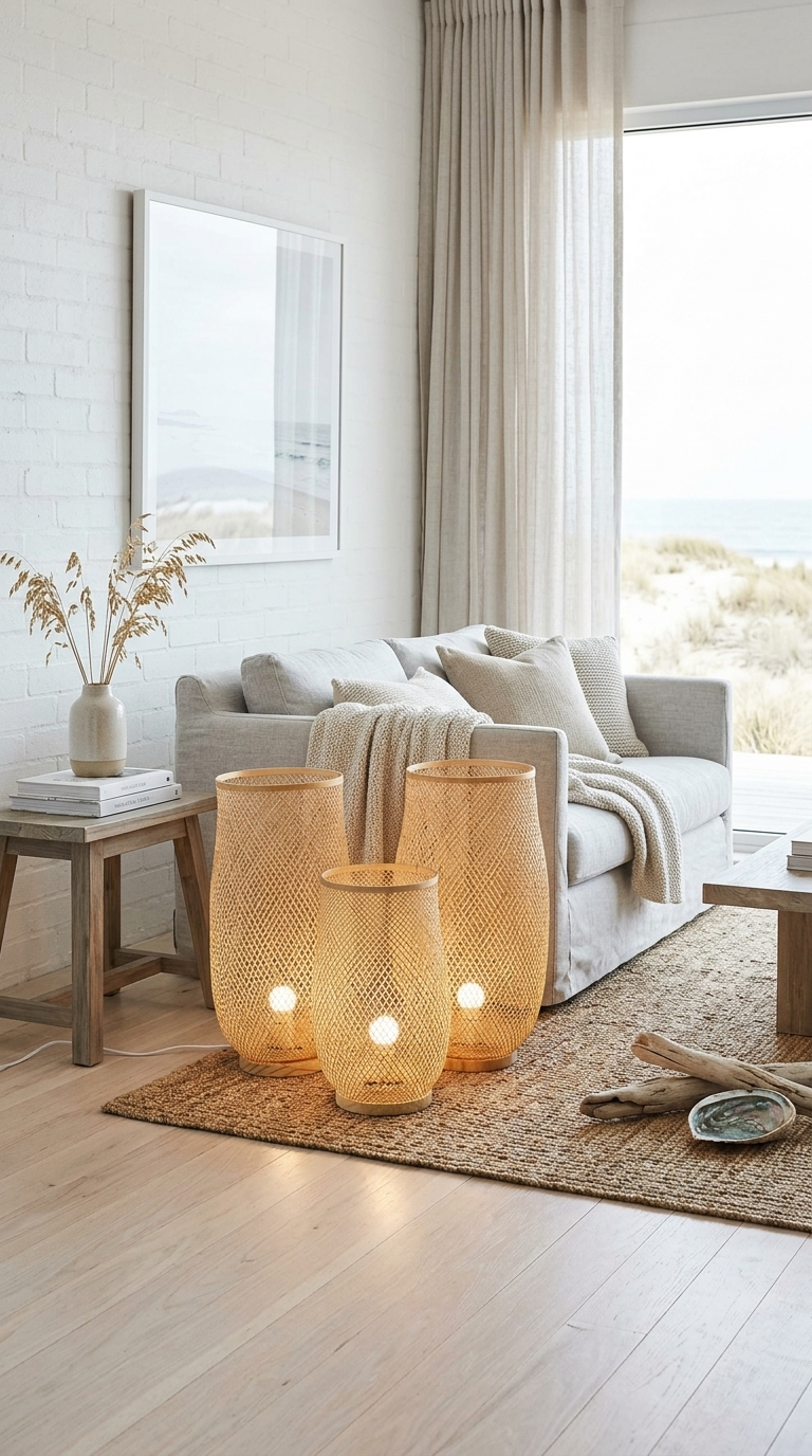LUCK - Vrijstaande bamboe Boho-vloerlamp