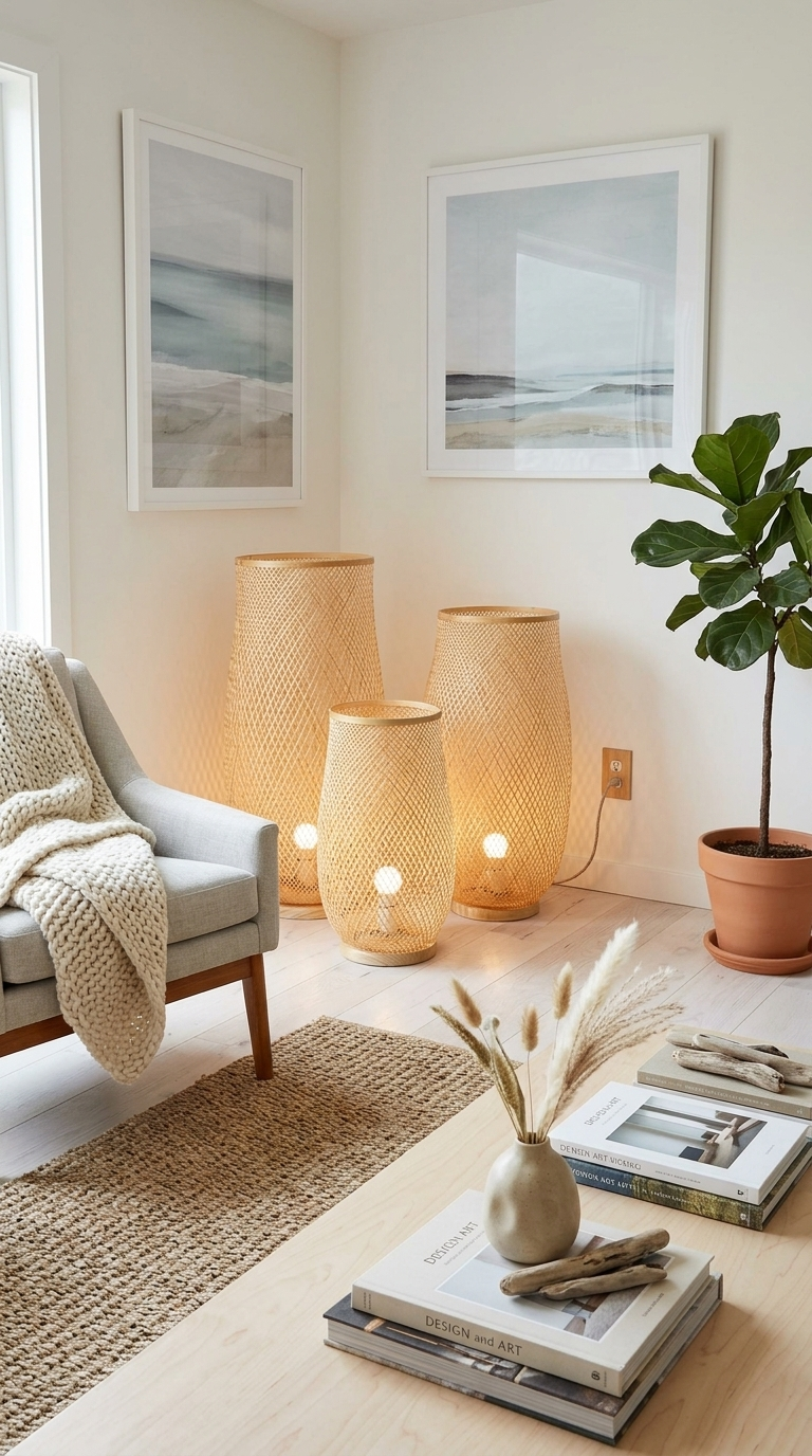 LUCK - Vrijstaande bamboe Boho-vloerlamp