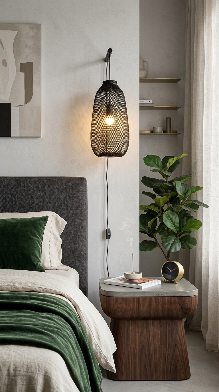 ME TI NEE – Schwarze Boho-Wandleuchte (Plug-in)