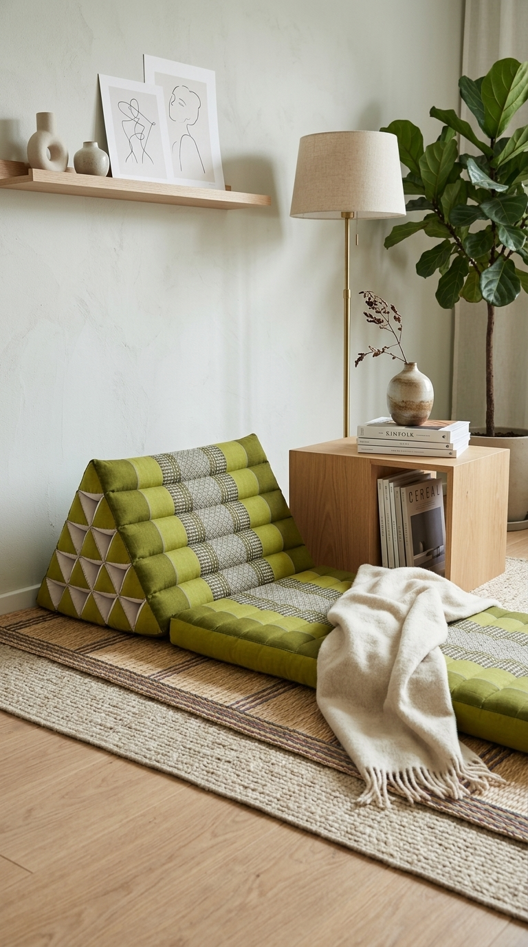 MO RA KOT Thai Triangle Cushion 3 Fold (Light Green)