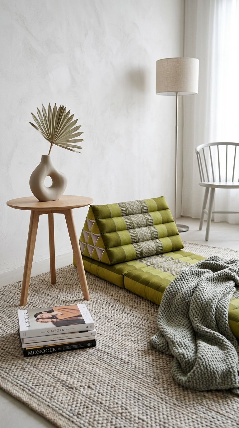 MO RA COAT - Coussin triangulaire thaïlandais (3 plis - Vert foncé)