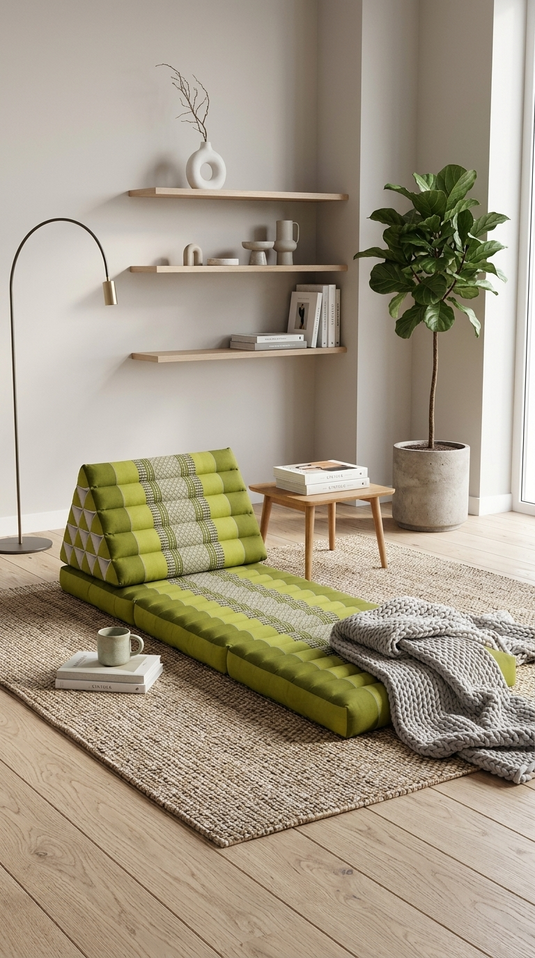 MO RA KOT Thai Triangle Cushion 3 Fold (Light Green)