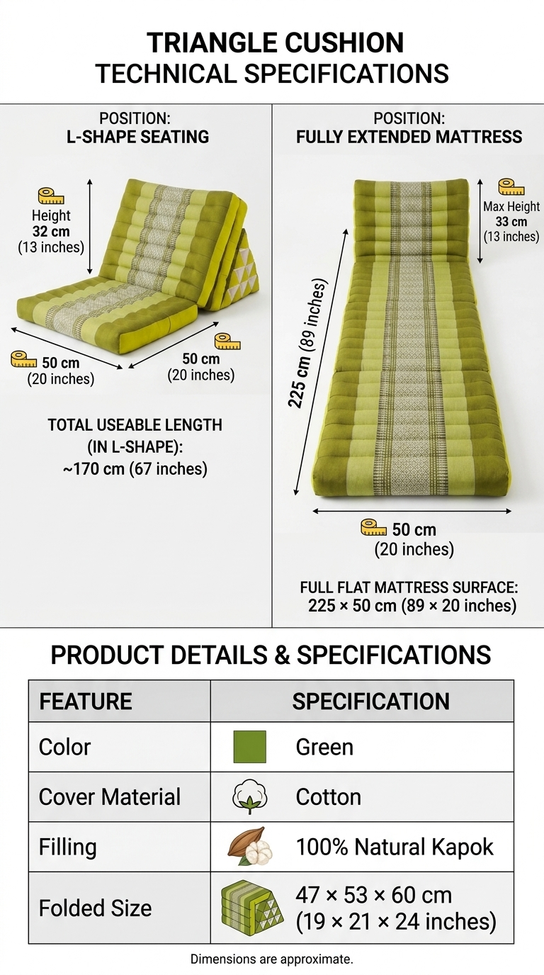 MO RA KOT Thai Triangle Cushion 3 Fold (Light Green)