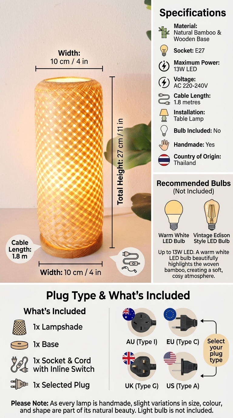 NARUBADIN Bamboo Table Lamp